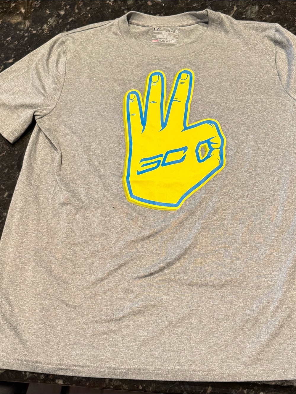 Stephen Curry SC Under Armour Youth Loose Heat Gear Gray Short Sleeve T-Shirt